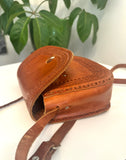 Vintage Boho Hand Tooled Leather Crossbody Bag/ Adjustable Strap