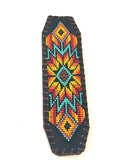 Unisex Leather Beaded Wide Cuff Bracelet / Bead Work Design