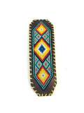 Unisex Leather Beaded Wide Cuff Bracelet / Bead Work Design