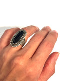 Vintage Southwestern Sterling Silver Onyx Ring Size 7