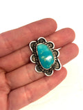 Sz 7, Vintage Navajo Sterling Silver & Turquoise Ring (A212)