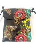 Mexican Hand Tooled Leather Crossbody Bag/ Adjustable Strap