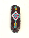Unisex Leather Beaded Wide Cuff Bracelet / Bead Work Design