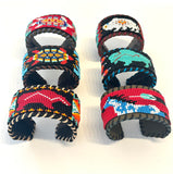 Unisex Leather Beaded Wide Cuff Bracelet / Bead Work Design