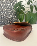Vintage Boho Hand Tooled Leather Crossbody Bag/ Adjustable Strap