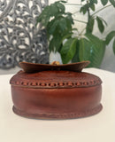 Vintage Boho Hand Tooled Leather Crossbody Bag/ Adjustable Strap