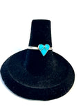 Dainty Zuni Handmade Sterling Silver Turquoise Heart Ring