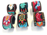 Unisex Leather Beaded Wide Cuff Bracelet / Bead Work Design