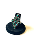 Vintage Sterling Silver Zuni Turquoise Snake Eye Statement Ring Size 7