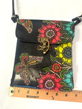Mexican Hand Tooled Leather Crossbody Bag/ Adjustable Strap