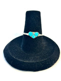 Dainty Zuni Handmade Sterling Silver Turquoise Heart Ring