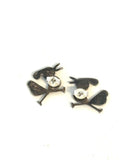 Vintage Zuni Roadrunner Sterling Silver And Multi-Stone Inlay Earrings