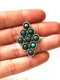 Vintage Sterling Silver Zuni Turquoise Snake Eye Statement Ring Size 7