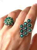 Vintage Sterling Silver Zuni Turquoise Snake Eye Statement Ring Size 7