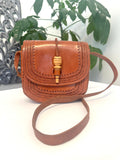 Vintage Boho Hand Tooled Leather Crossbody Bag/ Adjustable Strap