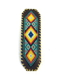 Unisex Leather Beaded Wide Cuff Bracelet / Bead Work Design