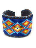 Unisex Leather Beaded Wide Cuff Bracelet / Bead Work Design