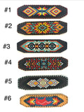 Unisex Leather Beaded Wide Cuff Bracelet / Bead Work Design