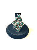 Vintage Sterling Silver Zuni Turquoise Snake Eye Statement Ring Size 7