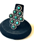 Vintage Sterling Silver Zuni Turquoise Snake Eye Statement Ring Size 7
