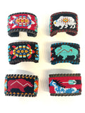 Unisex Leather Beaded Wide Cuff Bracelet / Bead Work Design