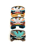 Unisex Leather Beaded Wide Cuff Bracelet / Bead Work, Eagle Design