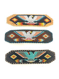 Unisex Leather Beaded Wide Cuff Bracelet / Bead Work, Eagle Design