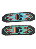 Unisex Leather Beaded Wide Cuff Bracelet / Bead Work, Paw Design
