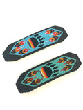 Unisex Leather Beaded Wide Cuff Bracelet / Bead Work, Paw Design