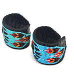Unisex Leather Beaded Wide Cuff Bracelet / Bead Work, Paw Design