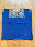 Vintage Guatemalan Huipil Poncho, Handwoven Blue Textile Size L