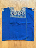 Vintage Guatemalan Huipil Poncho, Handwoven Blue Textile Size L