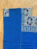Vintage Guatemalan Huipil Poncho, Handwoven Blue Textile Size L