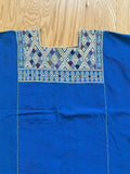 Vintage Guatemalan Huipil Poncho, Handwoven Blue Textile Size L