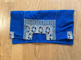 Vintage Guatemalan Huipil Poncho, Handwoven Blue Textile Size L