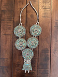 Vintage Ceremonial Navajo Sterling Silver LARRY MOSES BEGAY Turquoise Kachina Necklace