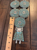 Vintage Ceremonial Navajo Sterling Silver LARRY MOSES BEGAY Turquoise Kachina Necklace
