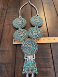 Vintage Ceremonial Navajo Sterling Silver LARRY MOSES BEGAY Turquoise Kachina Necklace