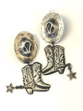 Vintage Large Cowboy Cowgirl Hat & Boots Dangling Earrings Sterling Silver