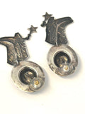 Vintage Large Cowboy Cowgirl Hat & Boots Dangling Earrings Sterling Silver