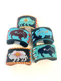 Unisex Leather Beaded Wide Cuff Bracelet / Bead Work Design