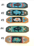 Unisex Leather Beaded Wide Cuff Bracelet / Bead Work Design