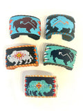 Unisex Leather Beaded Wide Cuff Bracelet / Bead Work Design