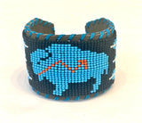 Unisex Leather Beaded Wide Cuff Bracelet / Bead Work Design