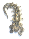 Vintage Sterling Silver  & Natural Morenci Turquoise Squash Blossom Necklace