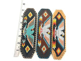 Unisex Leather Beaded Wide Cuff Bracelet / Bead Work, Eagle Design