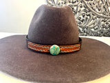 Leather Hat-band with Turquoise Stone, Adjustable, Cowgirl Hat Accessory