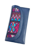 Leather Trifold Wallet, Embroidered Design Wallet With Check Book Slit