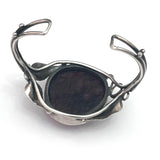 Vintage Sterling Silver Baltic Amber Leaves Design Cuff Bracelet