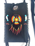 Small Handmade Medicine Leather Bag with Seed Bead Work